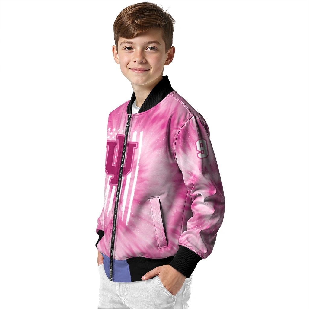 customized indiana hoosiers pink tie dye pink bomber jacket trendy customized indiana hoosiers pink tie dye pink bomber jacket trendy