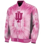 customized indiana hoosiers pink tie dye pink varsity jacket best selling