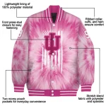 customized indiana hoosiers pink tie dye pink varsity jacket best selling