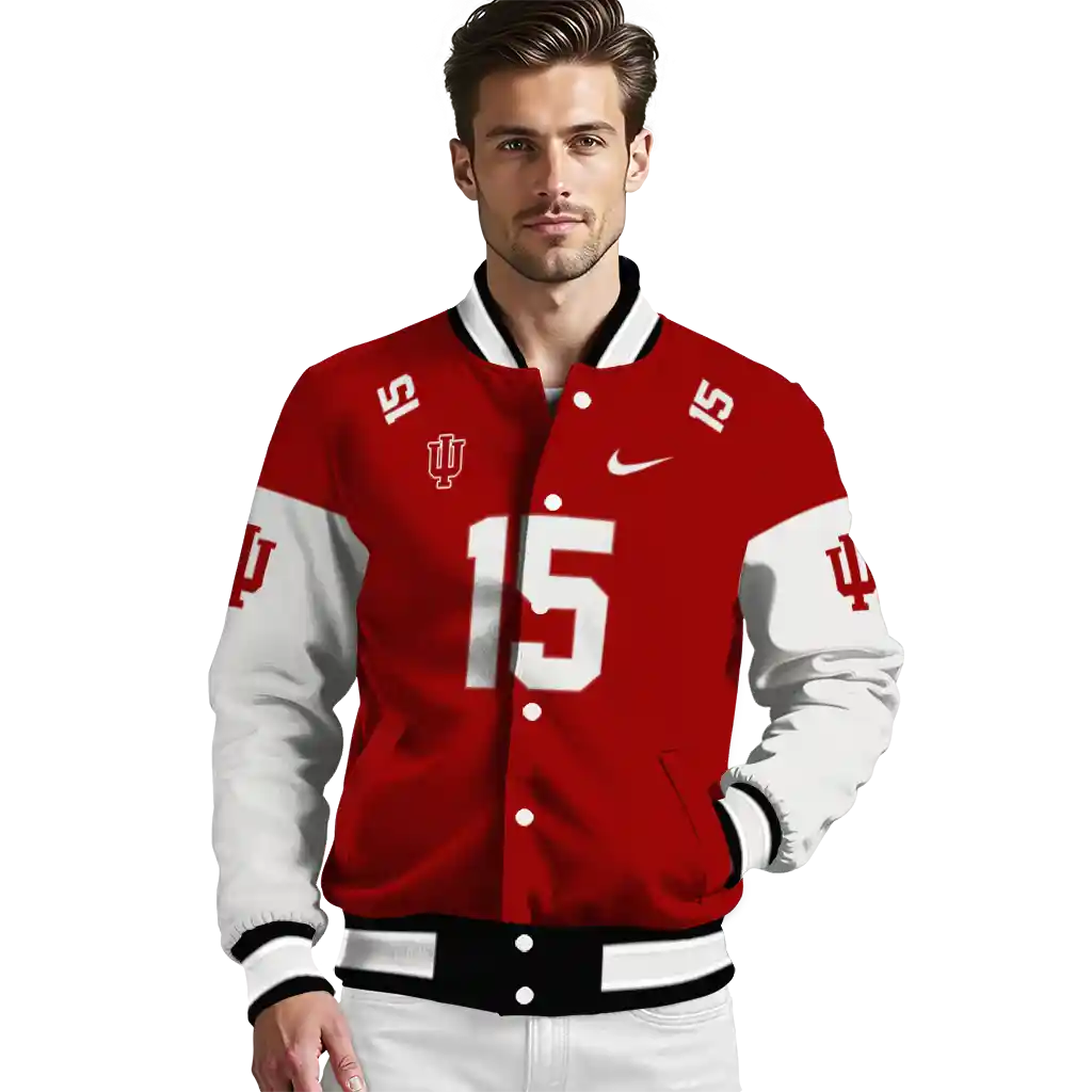 customized indiana hoosiers team patch red varsity jacket high quality customized indiana hoosiers team patch red varsity jacket high quality