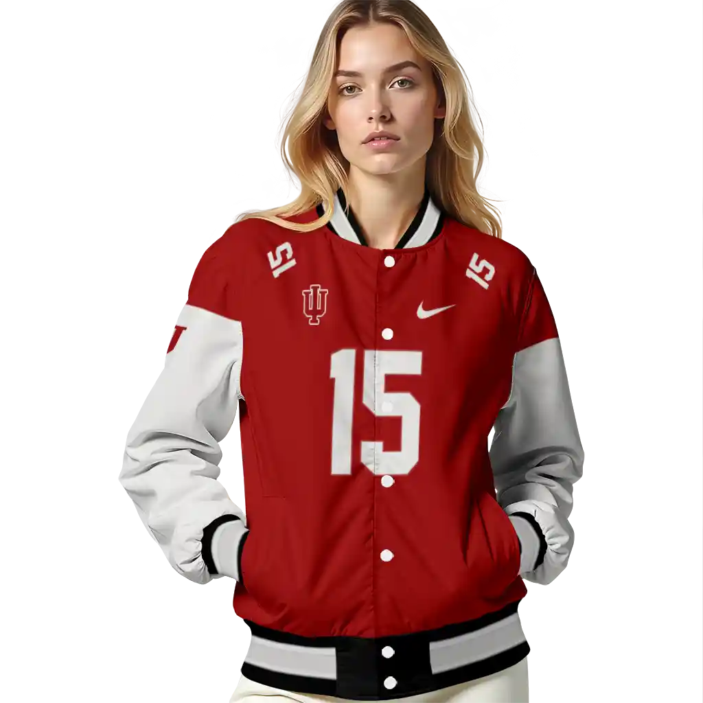 customized indiana hoosiers team patch red varsity jacket latest model customized indiana hoosiers team patch red varsity jacket latest model