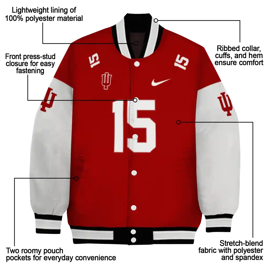 customized indiana hoosiers team patch red varsity jacket new arrival customized indiana hoosiers team patch red varsity jacket new arrival