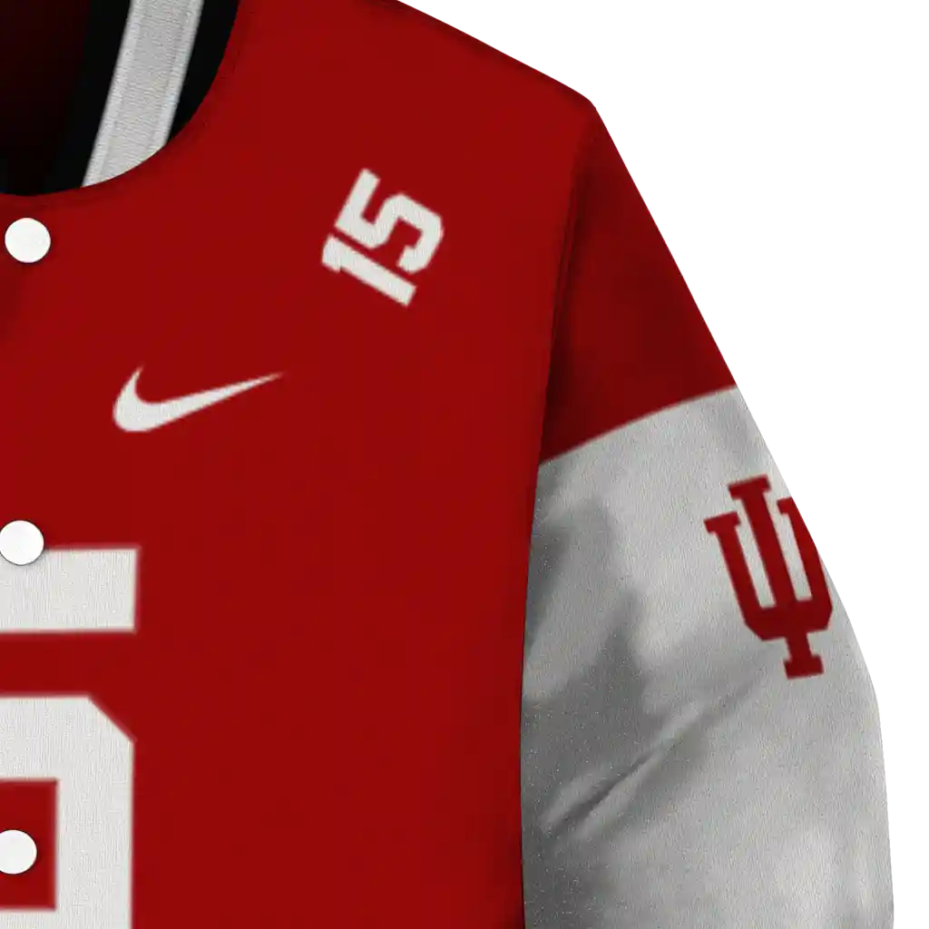 customized indiana hoosiers team patch red varsity jacket premium grade customized indiana hoosiers team patch red varsity jacket premium grade