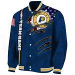 customized indiana pacers patriotic claw marks blue varsity jacket best selling
