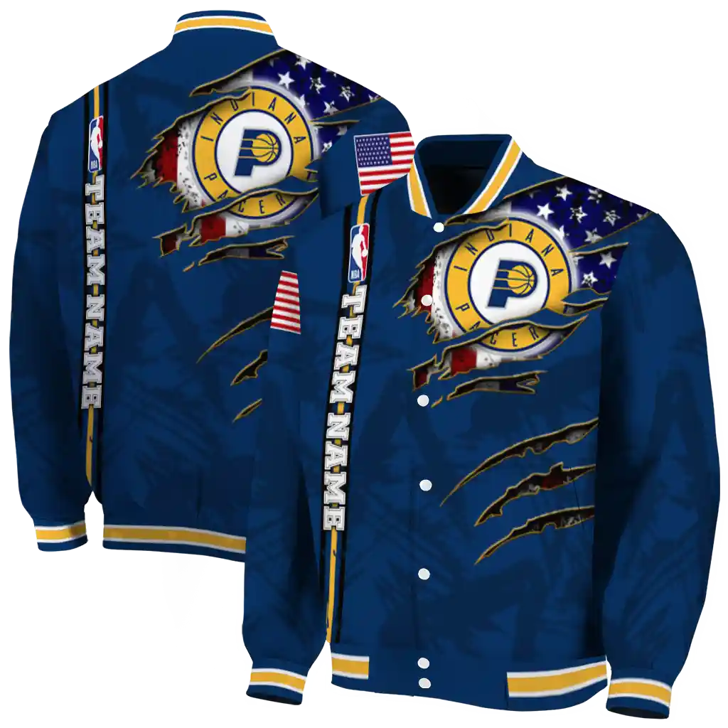 customized indiana pacers patriotic claw marks blue varsity jacket fashion forward customized indiana pacers patriotic claw marks blue varsity jacket fashion forward