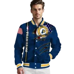 customized indiana pacers patriotic claw marks blue varsity jacket best selling