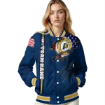 customized indiana pacers patriotic claw marks blue varsity jacket best selling