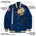 customized indiana pacers patriotic claw marks blue varsity jacket best selling