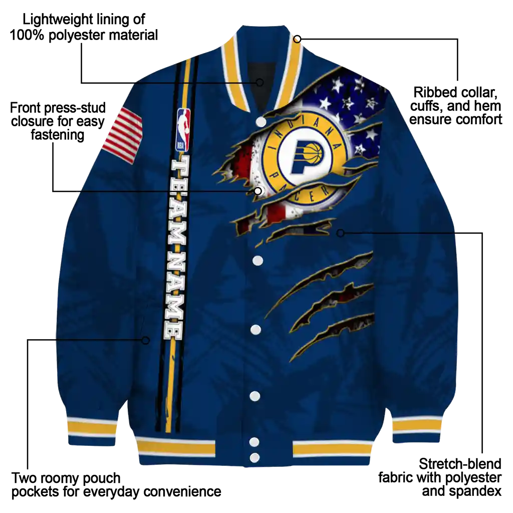 customized indiana pacers patriotic claw marks blue varsity jacket new arrival customized indiana pacers patriotic claw marks blue varsity jacket new arrival