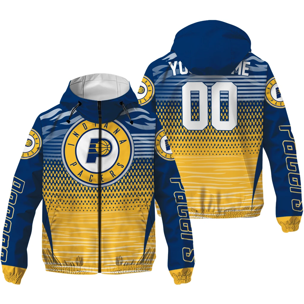customized indiana pacers pattern layers blue windbreaker jacket high quality customized indiana pacers pattern layers blue windbreaker jacket high quality