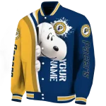 customized indiana pacers snoopy head blue varsity jacket best selling