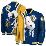 customized indiana pacers snoopy head blue varsity jacket best selling