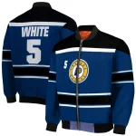 customized indiana pacers stripe statement blue black bomber jacket best selling