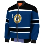 customized indiana pacers stripe statement blue black bomber jacket best selling