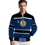 customized indiana pacers stripe statement blue black bomber jacket best selling