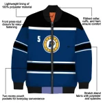 customized indiana pacers stripe statement blue black bomber jacket best selling