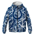 customized indianapolis colts brushstroke pattern blue windbreaker jacket best selling
