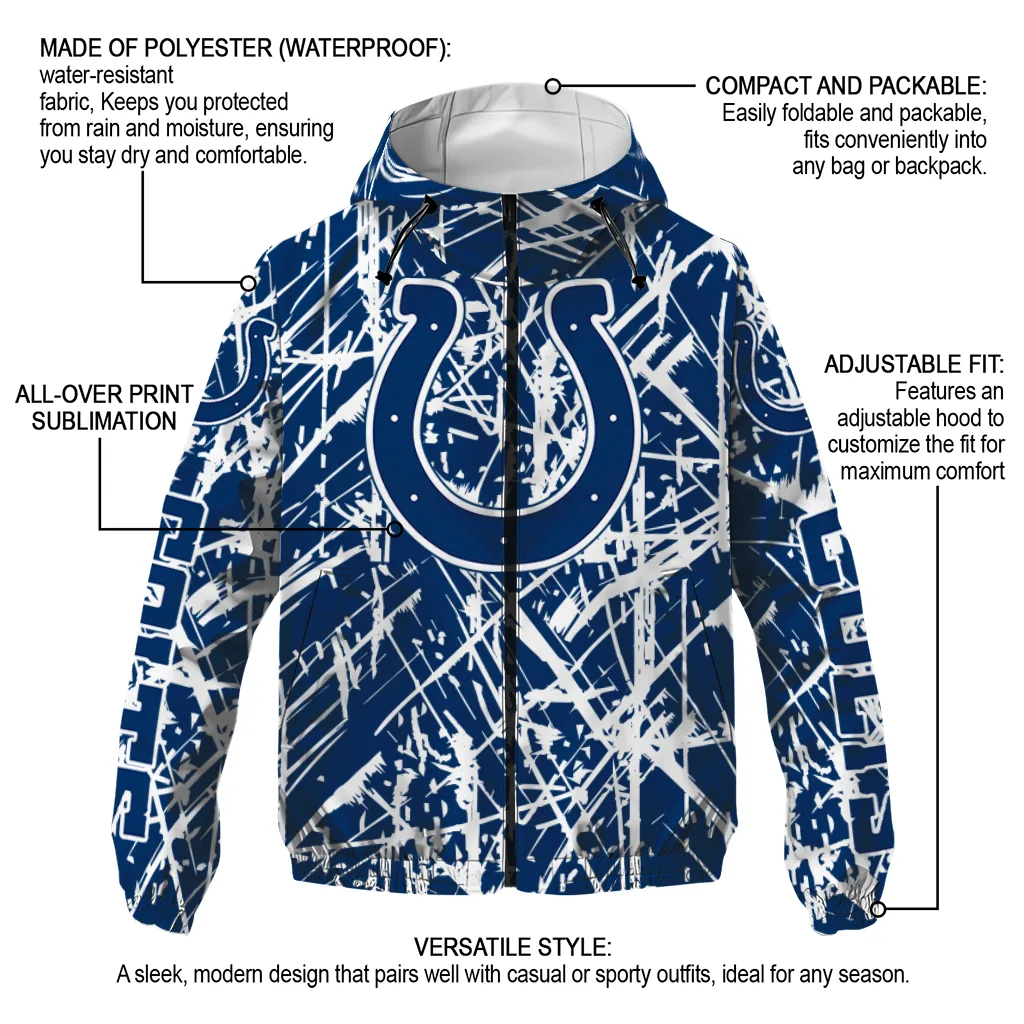 customized indianapolis colts brushstroke pattern blue windbreaker jacket new arrival customized indianapolis colts brushstroke pattern blue windbreaker jacket new arrival