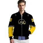 customized iowa hawkeyes chevron style black bomber jacket best selling