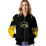 customized iowa hawkeyes chevron style black bomber jacket best selling