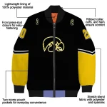 customized iowa hawkeyes chevron style black bomber jacket best selling