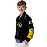 customized iowa hawkeyes chevron style black bomber jacket best selling