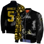 customized iowa hawkeyes skull cluster black bomber jacket best selling