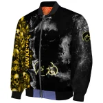 customized iowa hawkeyes skull cluster black bomber jacket best selling