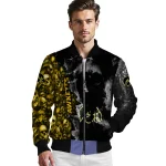 customized iowa hawkeyes skull cluster black bomber jacket best selling