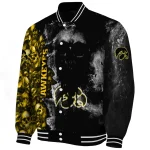 customized iowa hawkeyes skull cluster black varsity jacket best selling