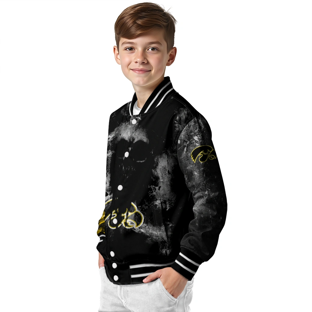 customized iowa hawkeyes skull cluster black varsity jacket trendy customized iowa hawkeyes skull cluster black varsity jacket trendy