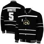 customized iowa hawkeyes stripe statement black varsity jacket best selling
