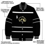 customized iowa hawkeyes stripe statement black varsity jacket best selling