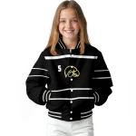 customized iowa hawkeyes stripe statement black varsity jacket best selling