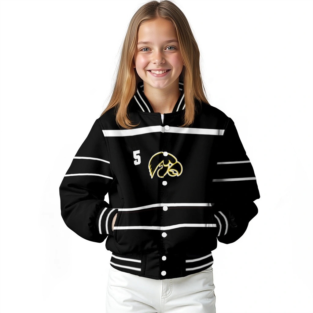 customized iowa hawkeyes stripe statement black varsity jacket top rated customized iowa hawkeyes stripe statement black varsity jacket top rated