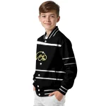 customized iowa hawkeyes stripe statement black varsity jacket best selling