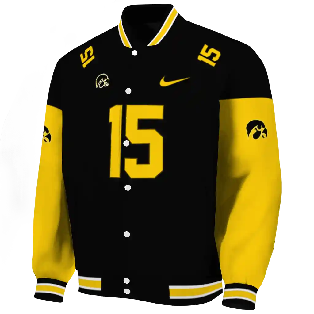 customized iowa hawkeyes team patch black varsity jacket best selling customized iowa hawkeyes team patch black varsity jacket best selling
