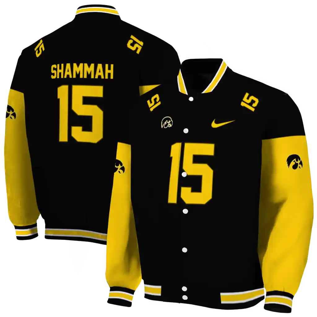 customized iowa hawkeyes team patch black varsity jacket fashion forward customized iowa hawkeyes team patch black varsity jacket fashion forward
