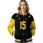 customized iowa hawkeyes team patch black varsity jacket best selling
