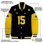 customized iowa hawkeyes team patch black varsity jacket best selling