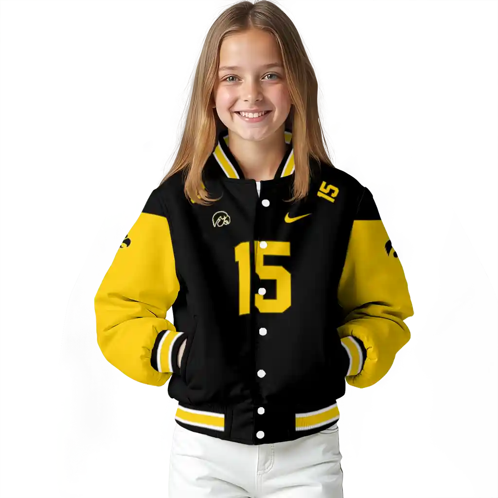 customized iowa hawkeyes team patch black varsity jacket top rated customized iowa hawkeyes team patch black varsity jacket top rated