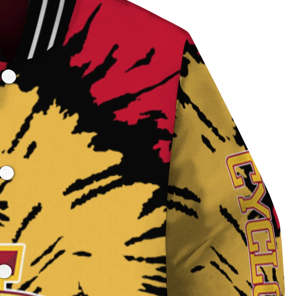 customized iowa state cyclones burst splatter red varsity jacket premium grade customized iowa state cyclones burst splatter red varsity jacket premium grade