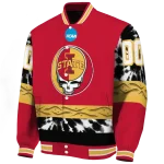 customized iowa state cyclones circle skull red black varsity jacket best selling