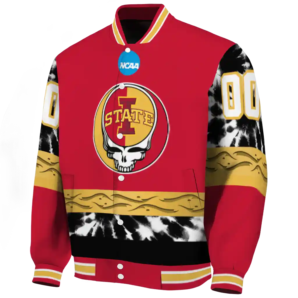 customized iowa state cyclones circle skull red black varsity jacket best selling customized iowa state cyclones circle skull red black varsity jacket best selling