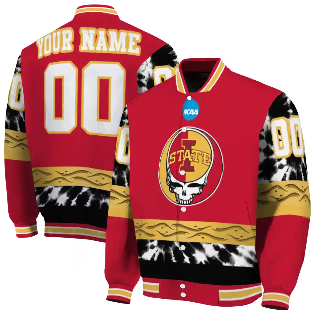 customized iowa state cyclones circle skull red black varsity jacket fashion forward customized iowa state cyclones circle skull red black varsity jacket fashion forward