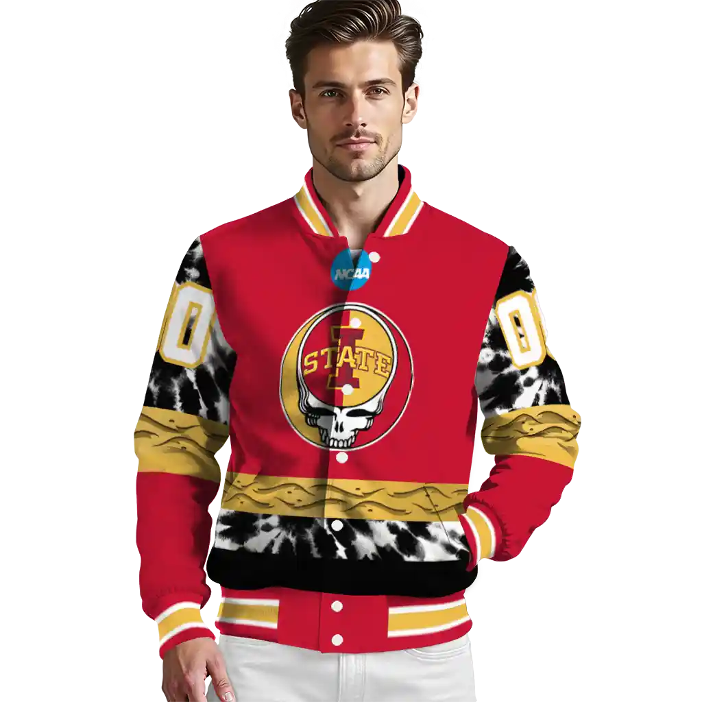 customized iowa state cyclones circle skull red black varsity jacket high quality customized iowa state cyclones circle skull red black varsity jacket high quality