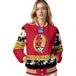 customized iowa state cyclones circle skull red black varsity jacket best selling