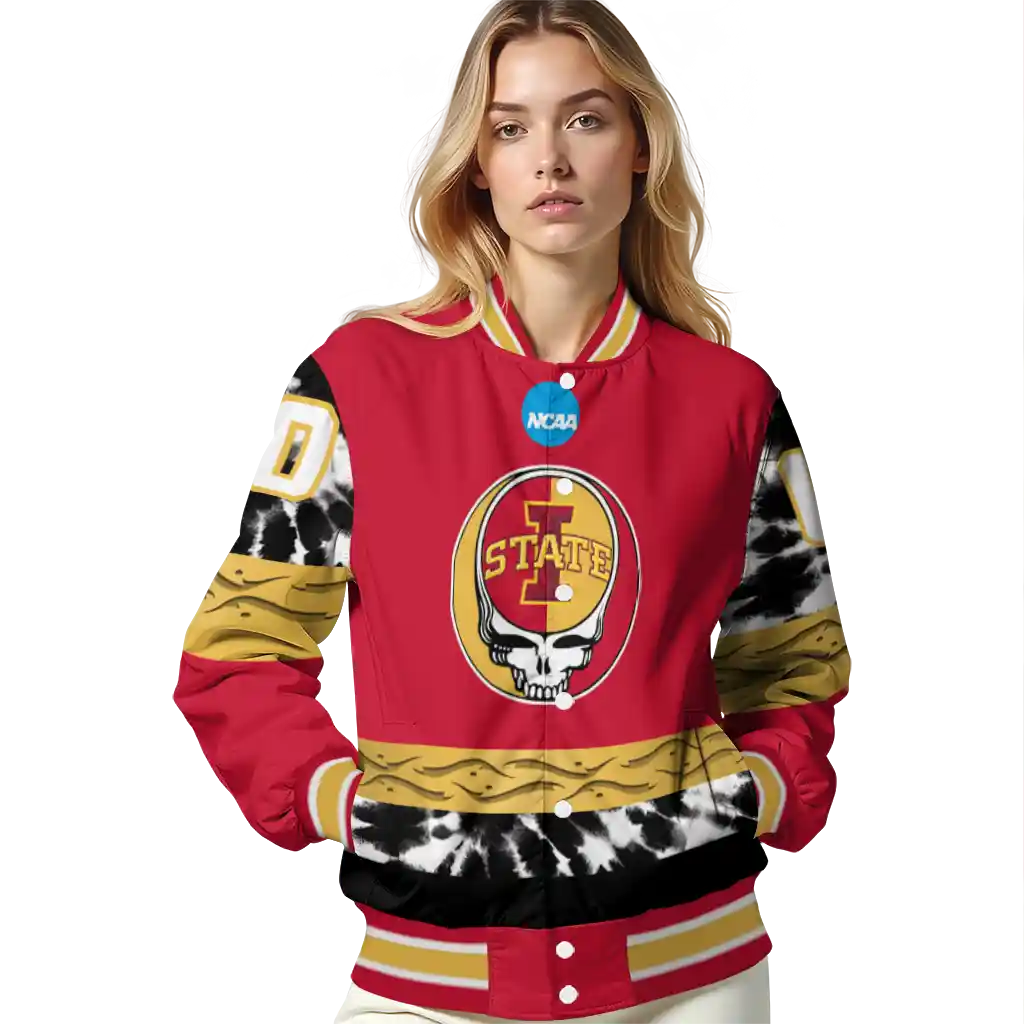 customized iowa state cyclones circle skull red black varsity jacket latest model customized iowa state cyclones circle skull red black varsity jacket latest model
