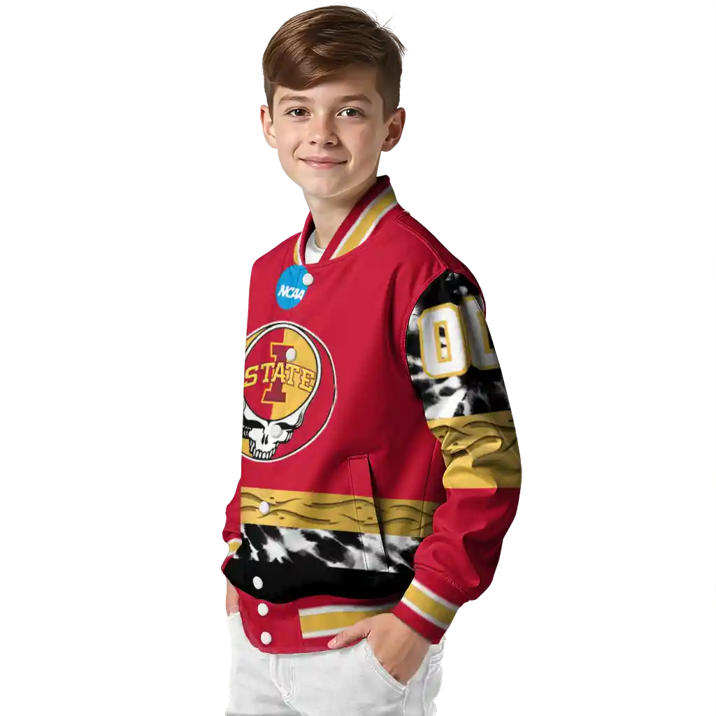customized iowa state cyclones circle skull red black varsity jacket trendy customized iowa state cyclones circle skull red black varsity jacket trendy