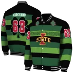 customized iowa state cyclones clover green lines green black varsity jacket best selling